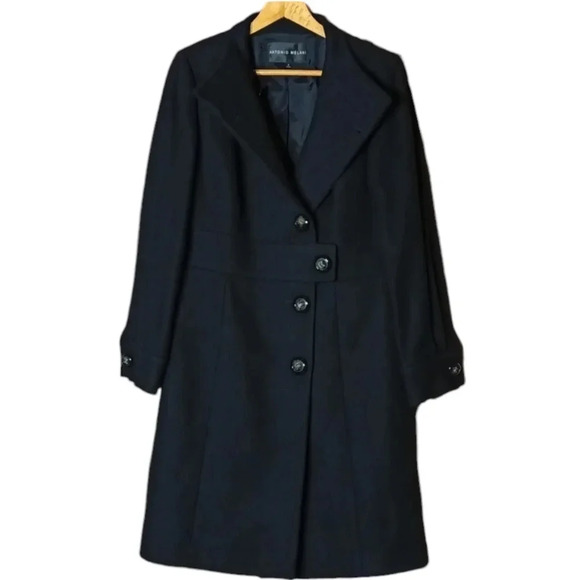 ANTONIO MELANI Jackets & Blazers - Antonio Melanie wool blend collared neck longline fit & flare button coat 6